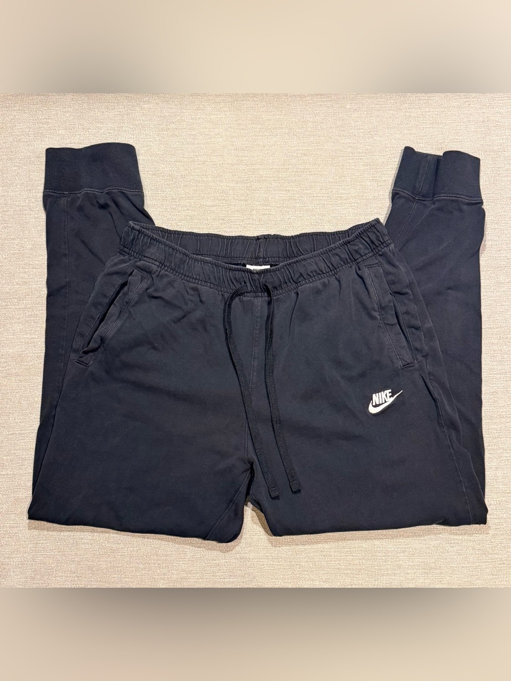 Nike Men’s Faded Black Jogger Sweatpants with White Logo